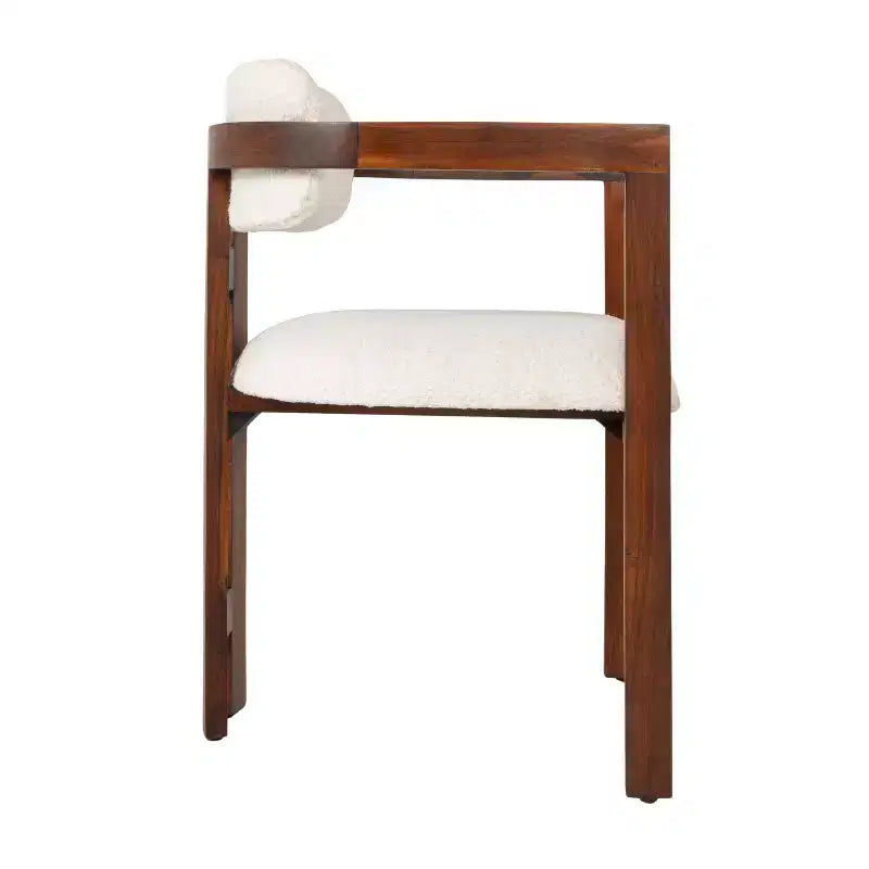 Silla de comedor de madera de acacia con bouclé