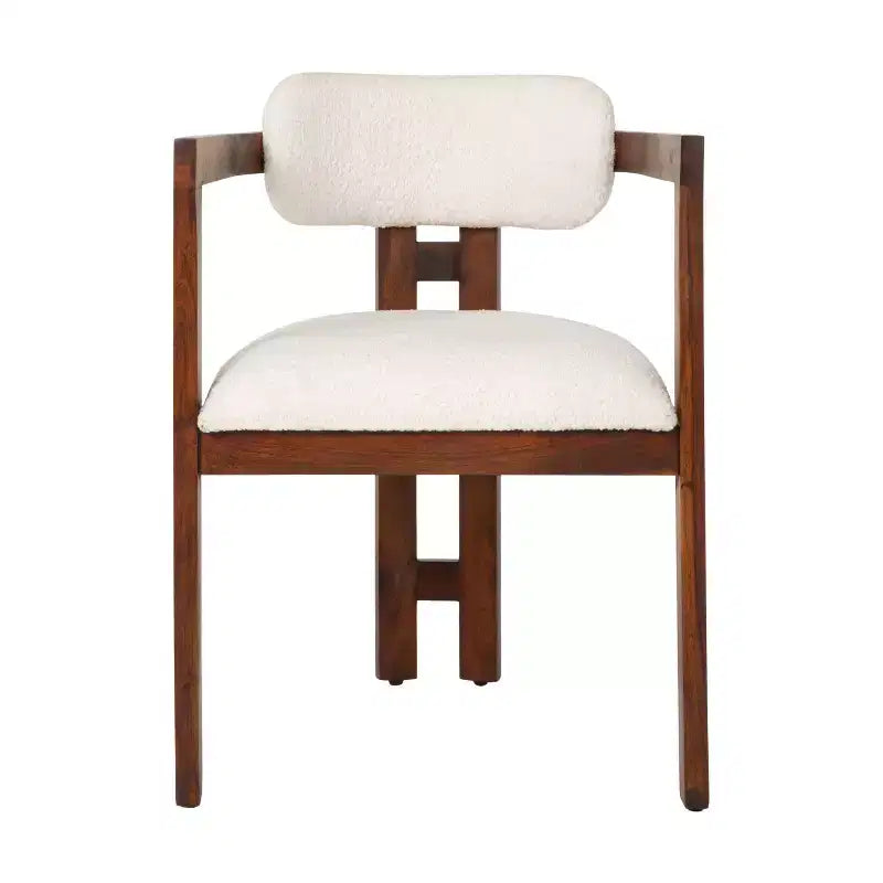 Silla de comedor de madera de acacia con bouclé