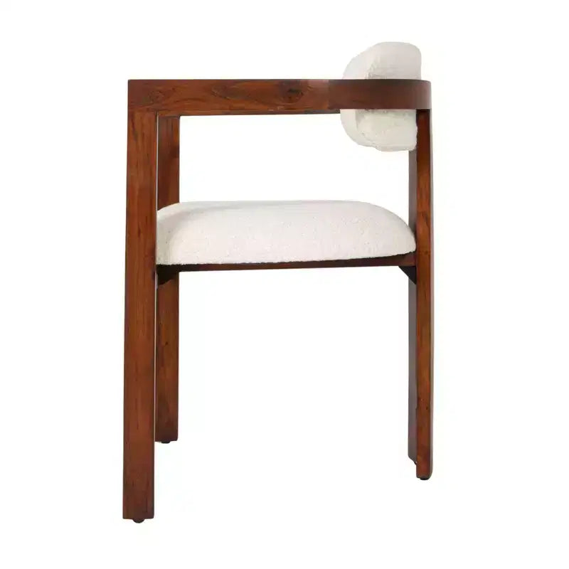 Silla de comedor de madera de acacia con bouclé