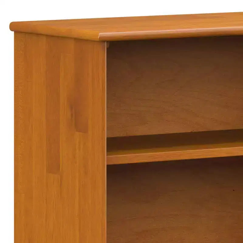 Estantería baja de teca marrón de 30": estilo moderno, 4 estantes fijos, estructura de madera de caucho