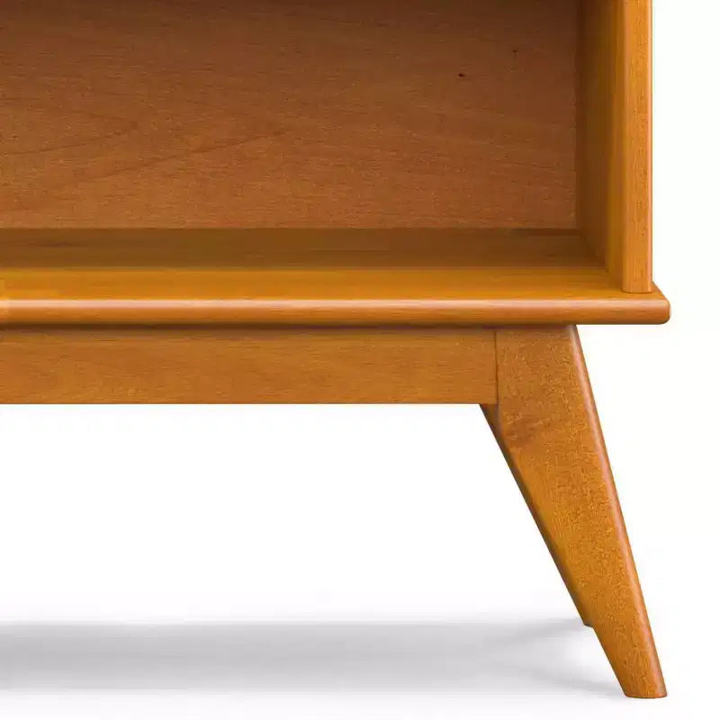 Estantería baja de teca marrón de 30": estilo moderno, 4 estantes fijos, estructura de madera de caucho