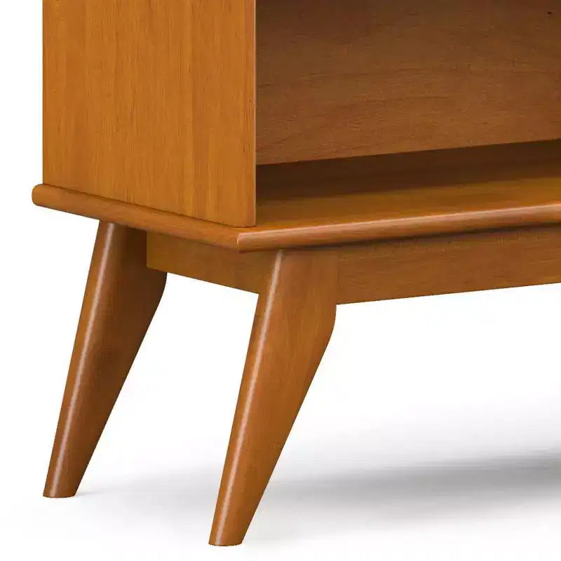 Estantería baja de teca marrón de 30": estilo moderno, 4 estantes fijos, estructura de madera de caucho