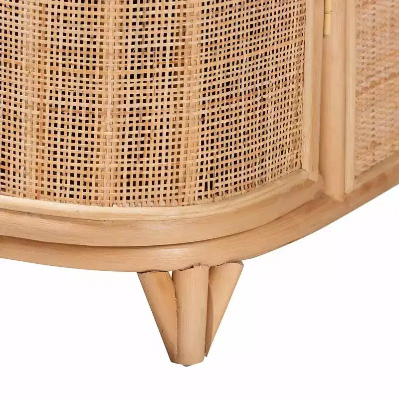Gabinete de almacenamiento de ratán natural: Hecho a mano, 2 estantes, diseño bohemio