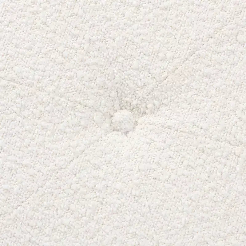 Otomana/Puf de Tela Boucle Color Crema y Madera de Hevea con Acabado Nogal