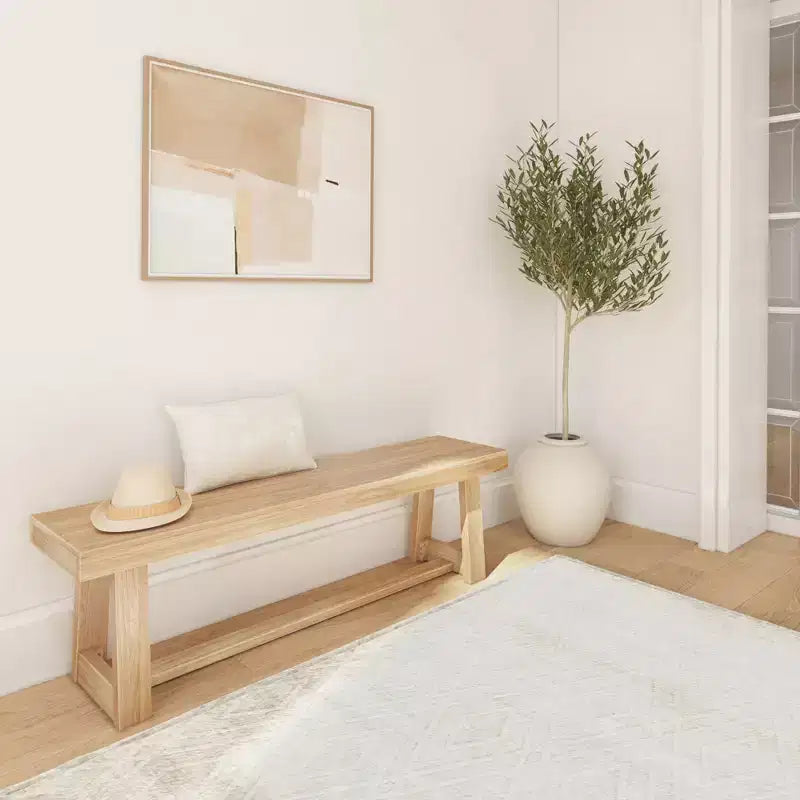 Banco de comedor rústico, banco de madera maciza para mesa de comedor/cocina, 60", nogal cepillado