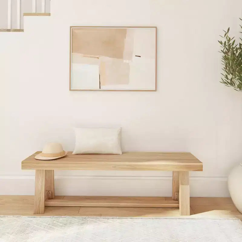 Banco de comedor rústico, banco de madera maciza para mesa de comedor/cocina, 60", nogal cepillado