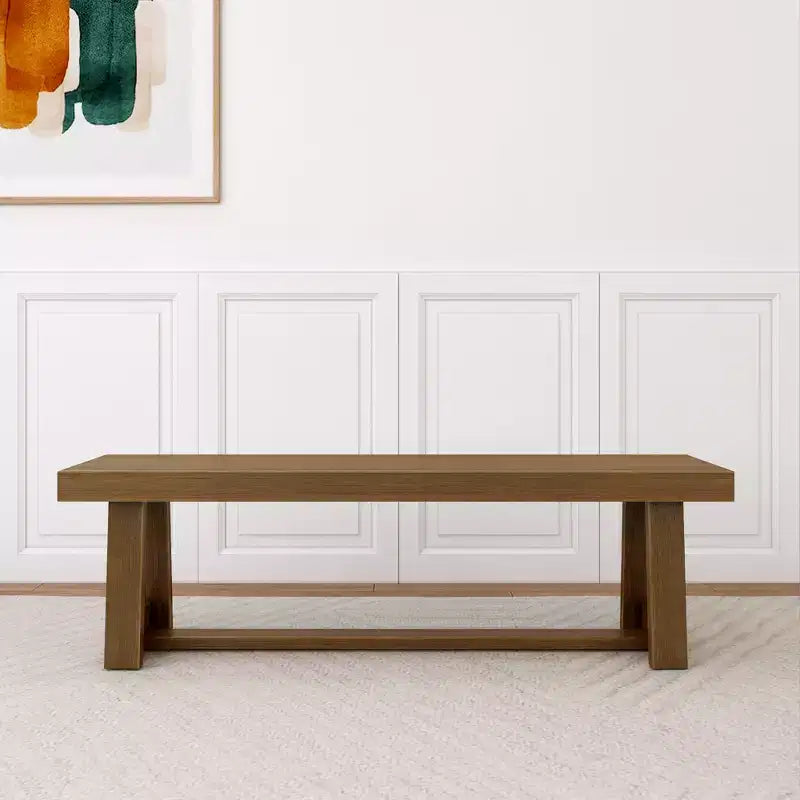 Banco de comedor rústico, banco de madera maciza para mesa de comedor/cocina, 60", nogal cepillado