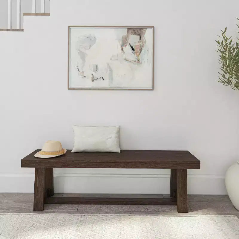 Banco de comedor rústico, banco de madera maciza para mesa de comedor/cocina, 60", nogal cepillado