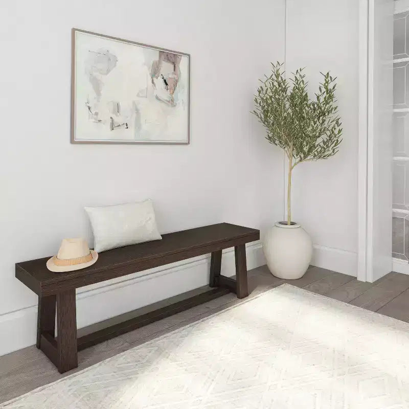 Banco de comedor rústico, banco de madera maciza para mesa de comedor/cocina, 60", nogal cepillado