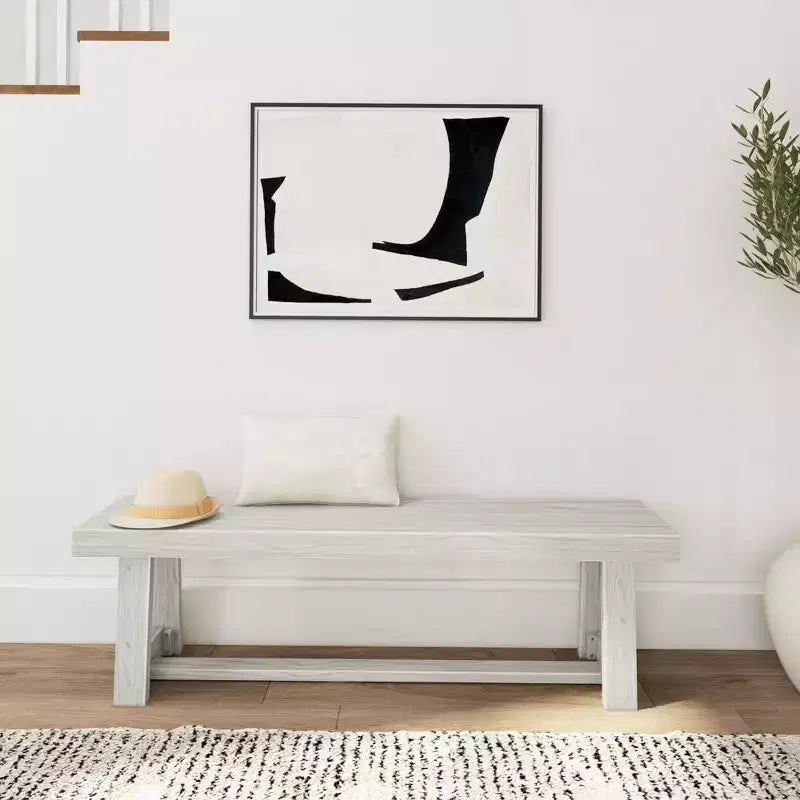 Banco de comedor rústico, banco de madera maciza para mesa de comedor/cocina, 60", nogal cepillado