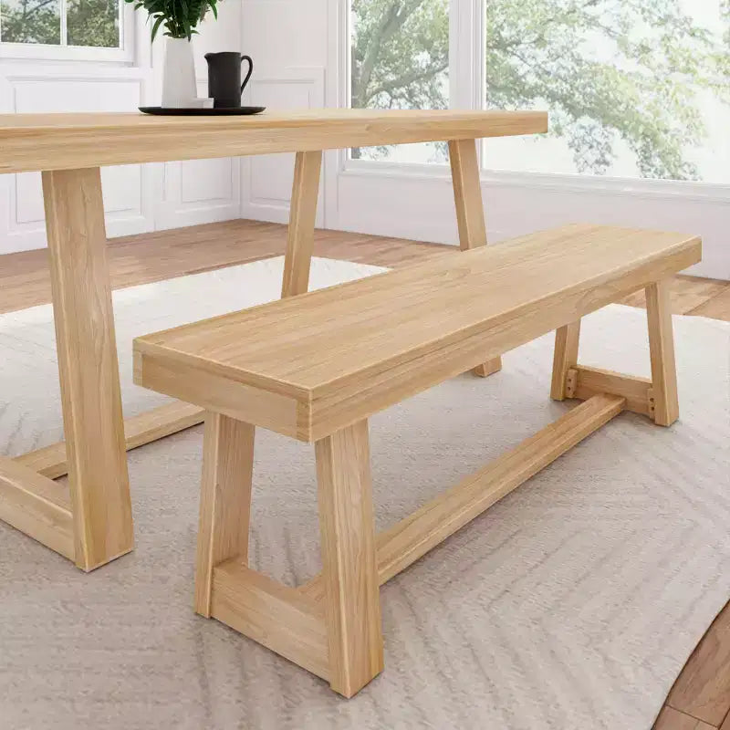 Banco de comedor rústico, banco de madera maciza para mesa de comedor/cocina, 60", nogal cepillado