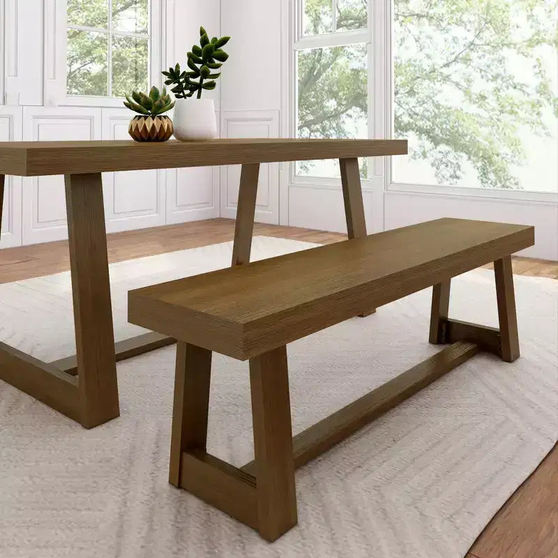 Banco de comedor rústico, banco de madera maciza para mesa de comedor/cocina, 60", nogal cepillado