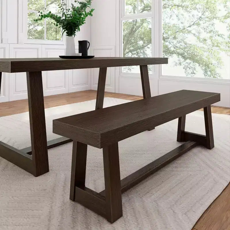 Banco de comedor rústico, banco de madera maciza para mesa de comedor/cocina, 60", nogal cepillado