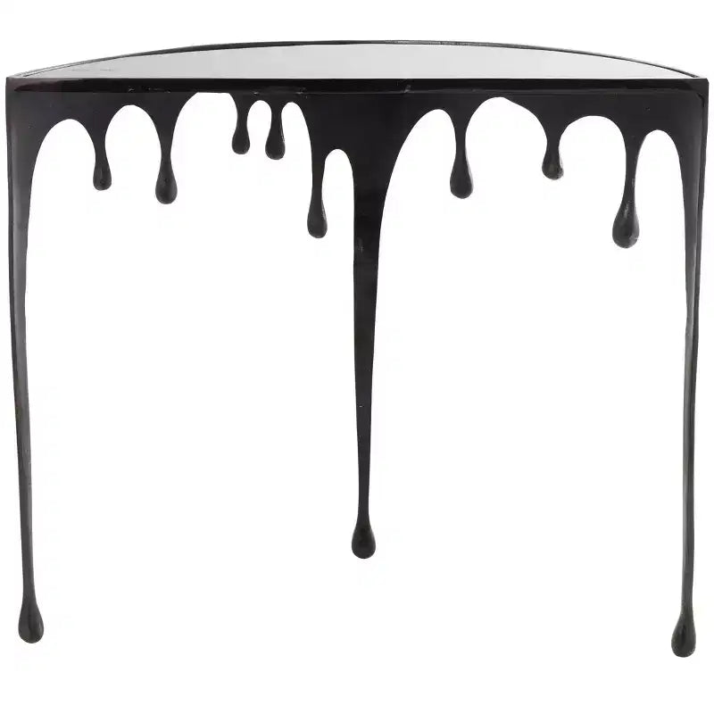 Consola de Aluminio con Patas Diseñadas de Efecto Derretido y Tapa de Cristal Ahumado