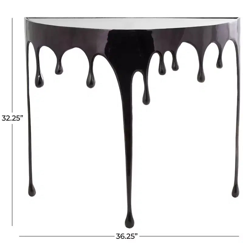 Consola de Aluminio con Patas Diseñadas de Efecto Derretido y Tapa de Cristal Ahumado