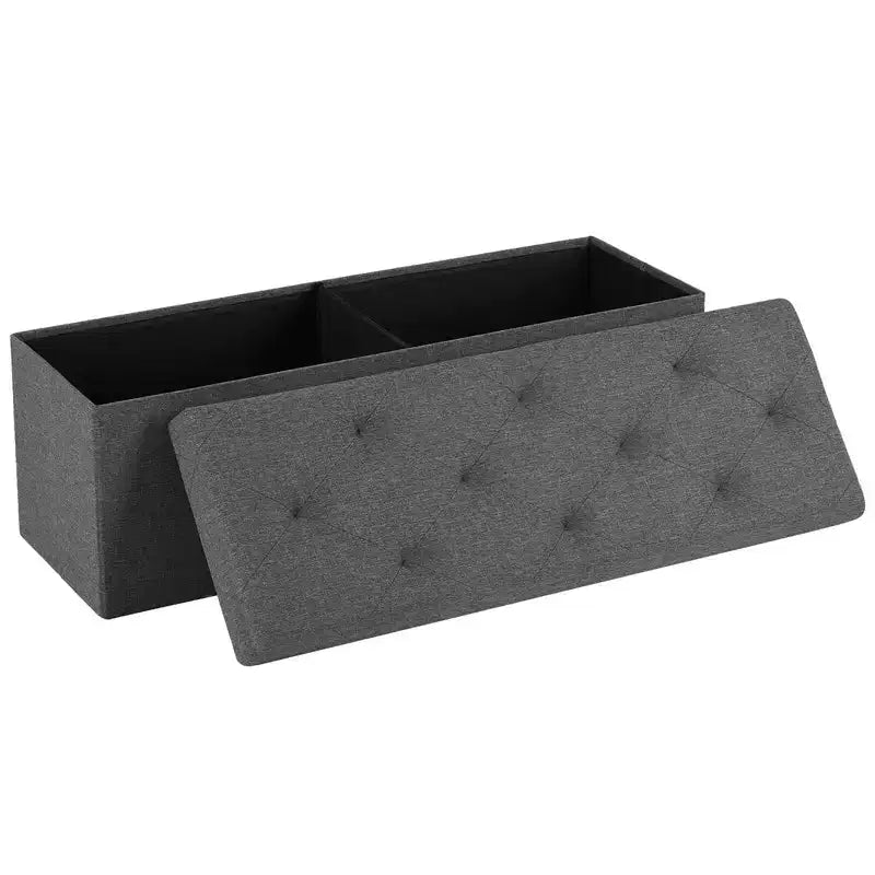 Otomana estándar rectangular capitonada de 43" de ancho con almacenamiento | Gris
