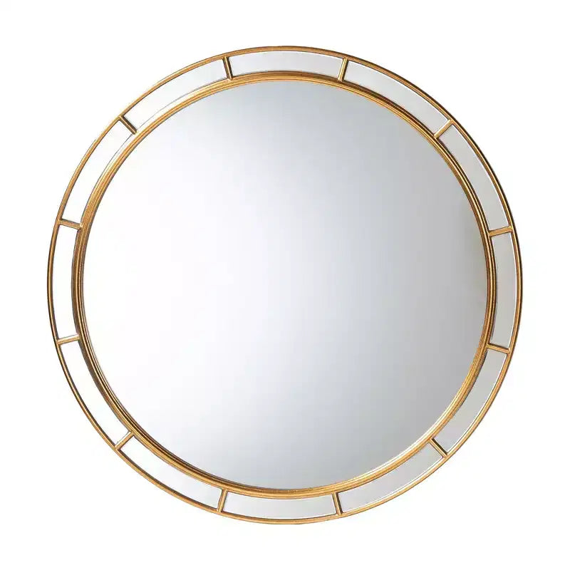 Espejo decorativo redondo pan de oro antiguo