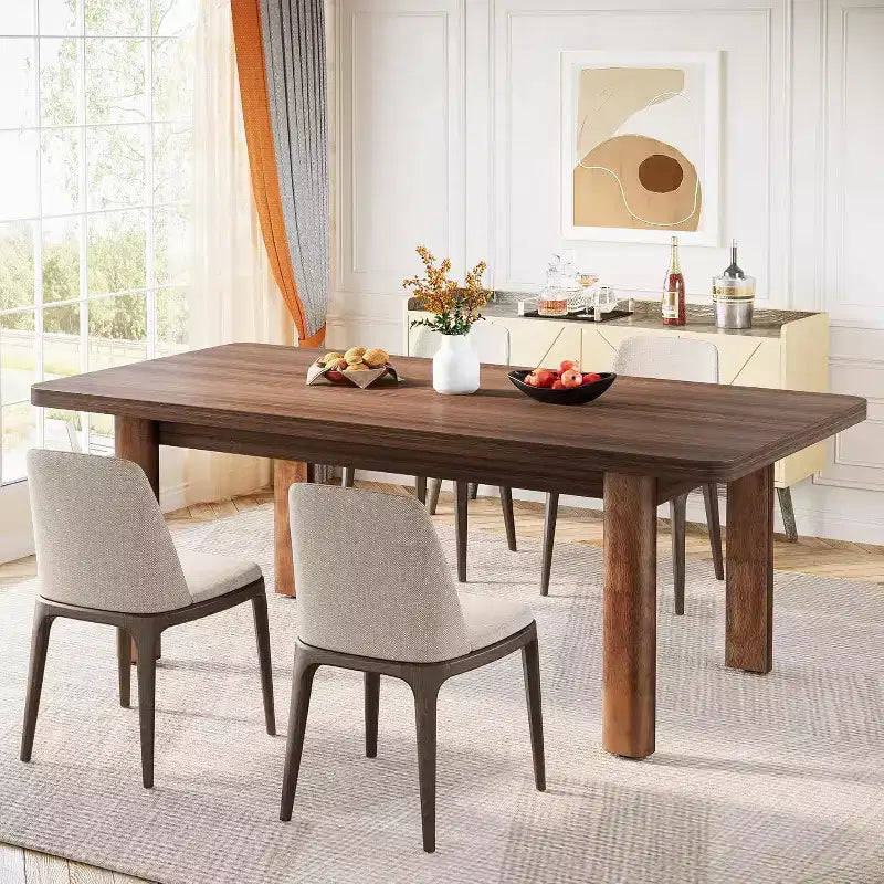 Mesa de conferencias grande de 62.99 pulgadas con patas de madera maciza