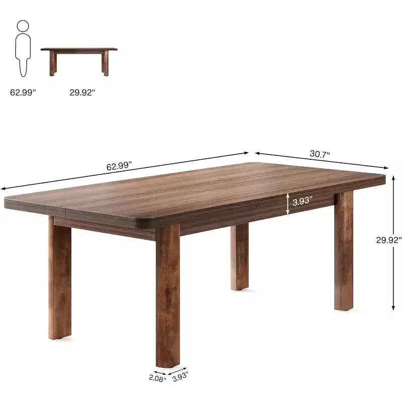 Mesa de conferencias grande de 62.99 pulgadas con patas de madera maciza