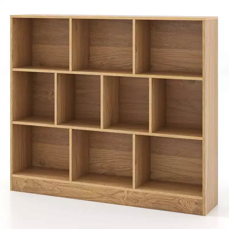 Estantería de 10 cubos para niños, organizador de almacenamiento de juguetes de madera de 41 pulgadas para habitación infantil, blanco/natural