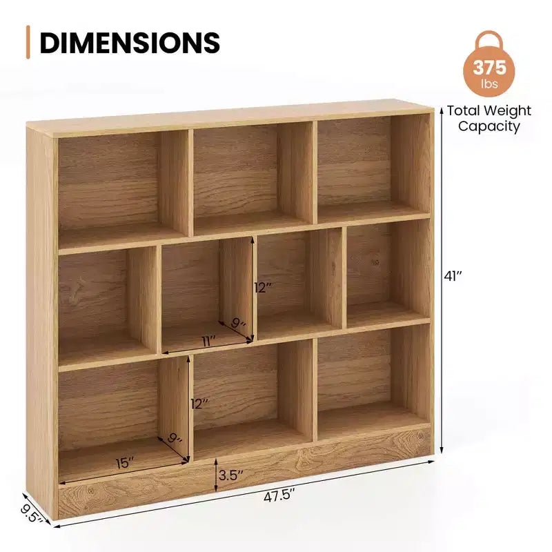 Estantería de 10 cubos para niños, organizador de almacenamiento de juguetes de madera de 41 pulgadas para habitación infantil, blanco/natural