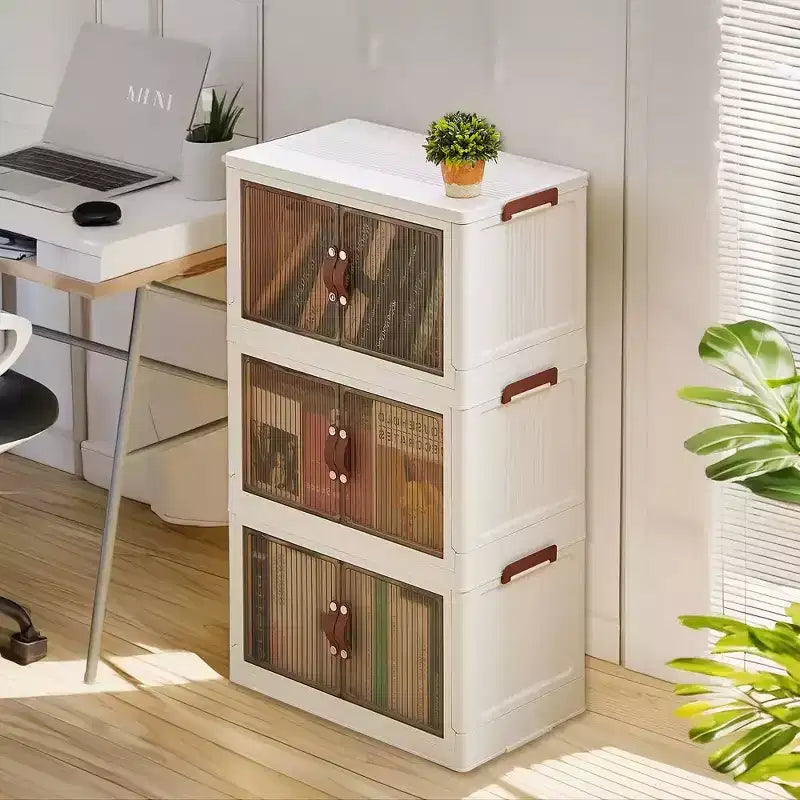 Contenedores de almacenamiento plegables de 38/50/62" Cubos de plástico para juguetes/organizadores apilables de ropa con ruedas bloqueables, blanco