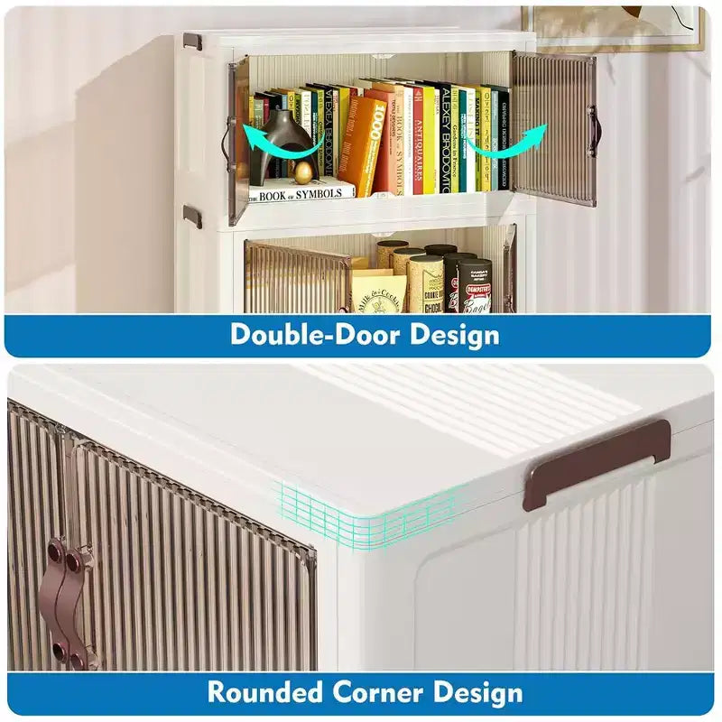 Contenedores de almacenamiento plegables de 38/50/62" Cubos de plástico para juguetes/organizadores apilables de ropa con ruedas bloqueables, blanco