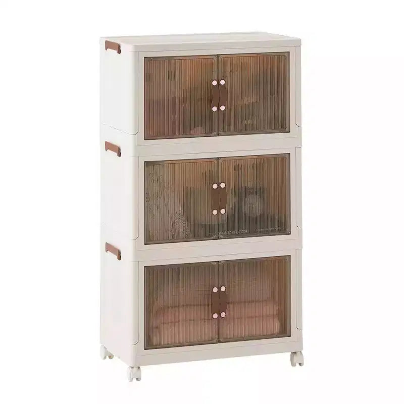 Contenedores de almacenamiento plegables de 38/50/62" Cubos de plástico para juguetes/organizadores apilables de ropa con ruedas bloqueables, blanco
