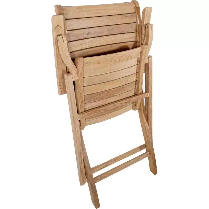 Sillón plegable de teca nórdica natural para patio al aire libre - Beige