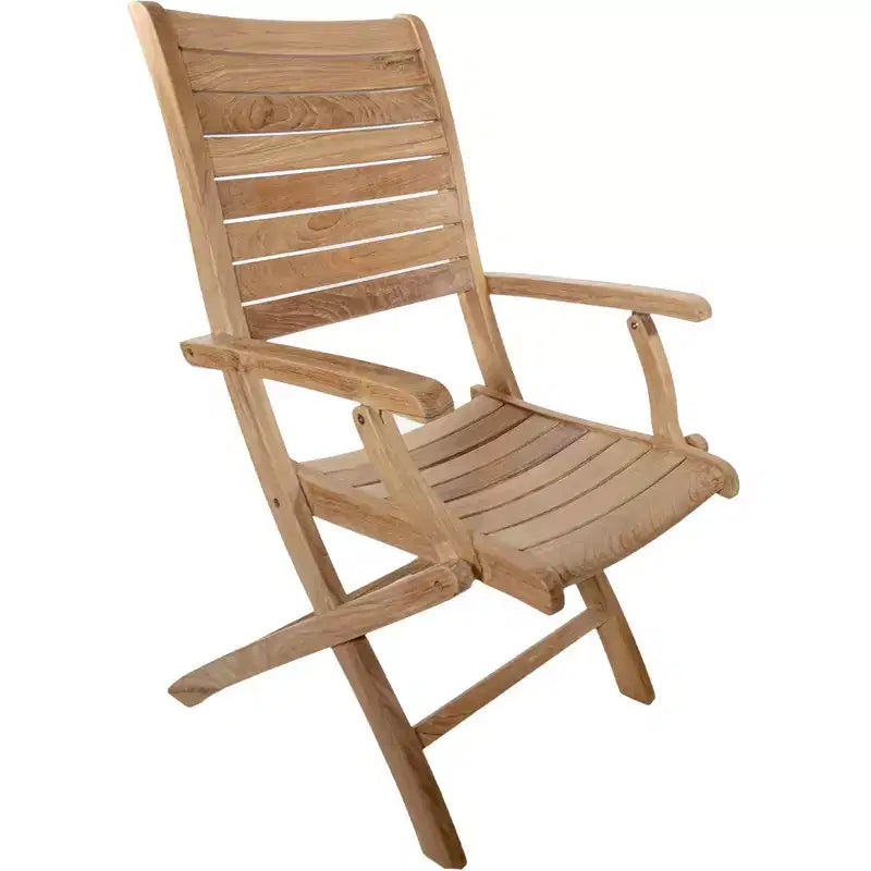 Sillón plegable de teca nórdica natural para patio al aire libre - Beige