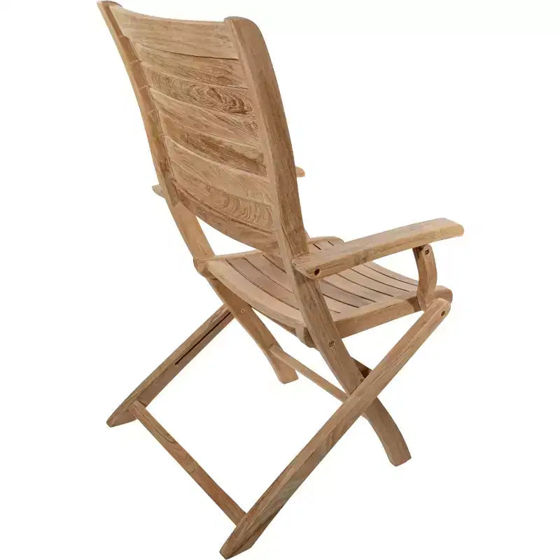 Sillón plegable de teca nórdica natural para patio al aire libre - Beige