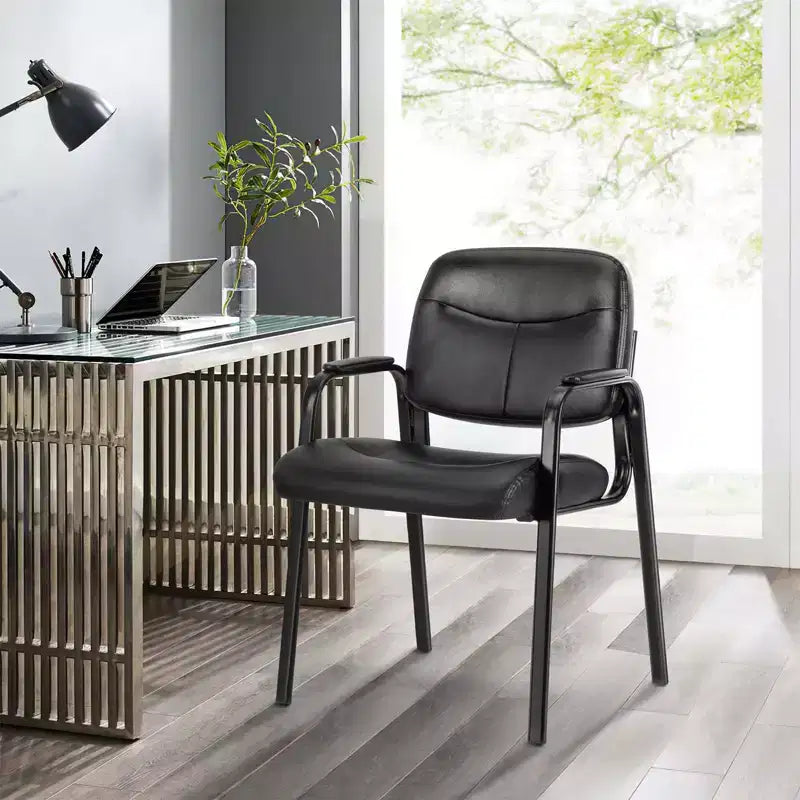 Sillón individual de cuero negro para sala de espera | Negro
