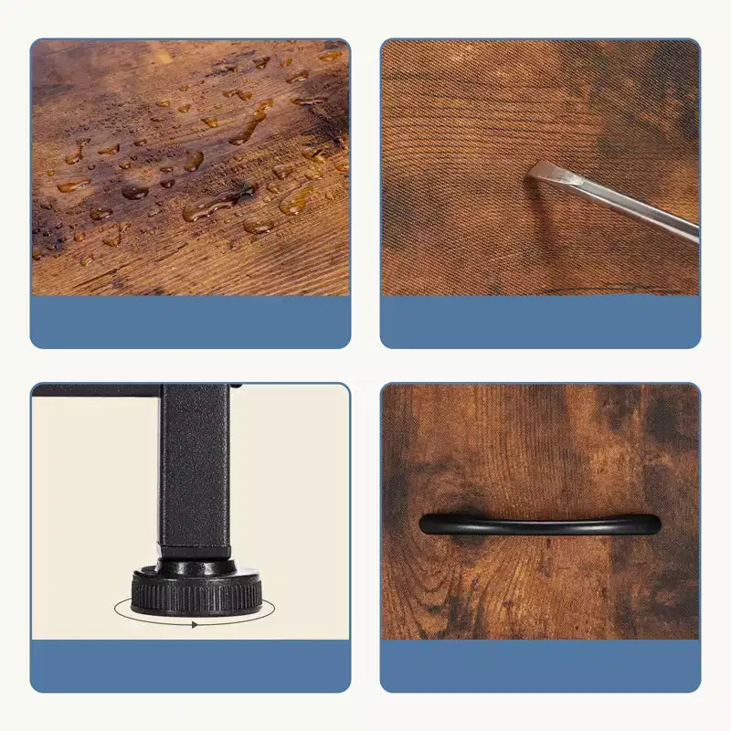 Cómoda de tela de 4 cajones con cubierta de madera, estructura de acero, amplio almacenamiento para dormitorio, sala de estar, clóset