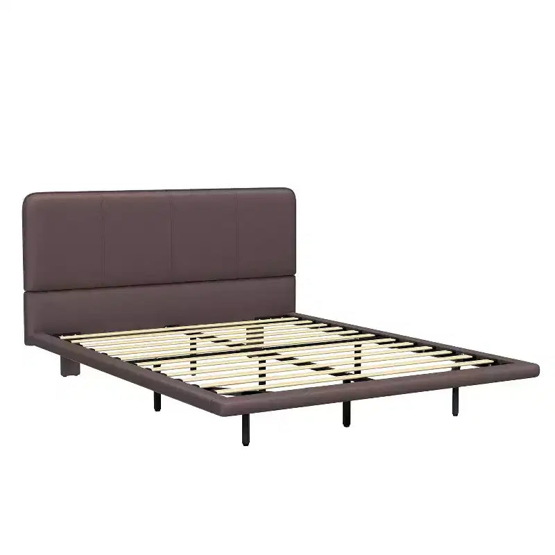 Cama flotante tapizada moderna tamaño full con iluminación LED