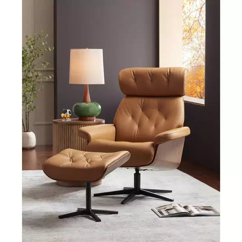 Mesa auxiliar redonda rústica de madera de roble natural Perch Farmhouse de 17 3/4 de ancho con base de crestas marrones para sala de estar u hogar