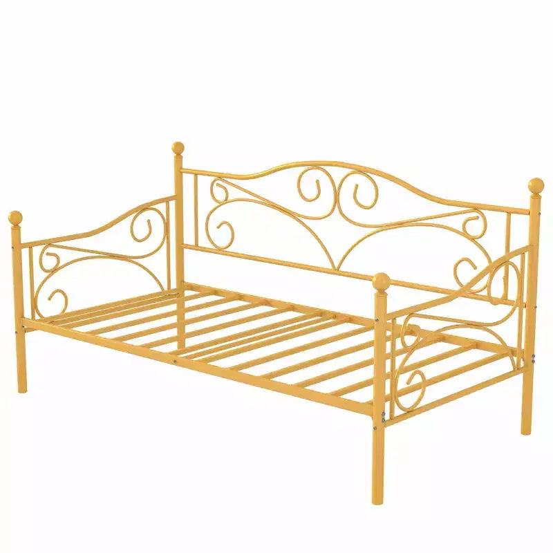 Sofá cama clásico individual con diseño elegante, sofá cama de plataforma de metal con cabecero, sofá cama para espacios pequeños