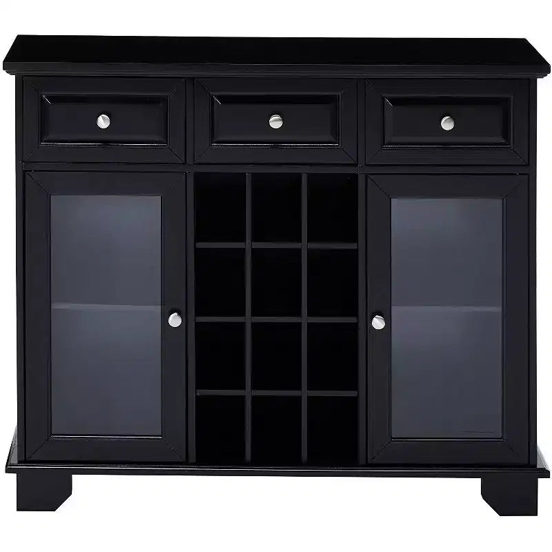 Aparador de bufé con almacenamiento para vinos, Negro