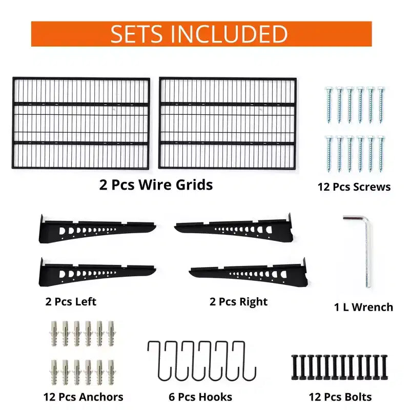 Estantes de pared negros para garaje de 2x3'